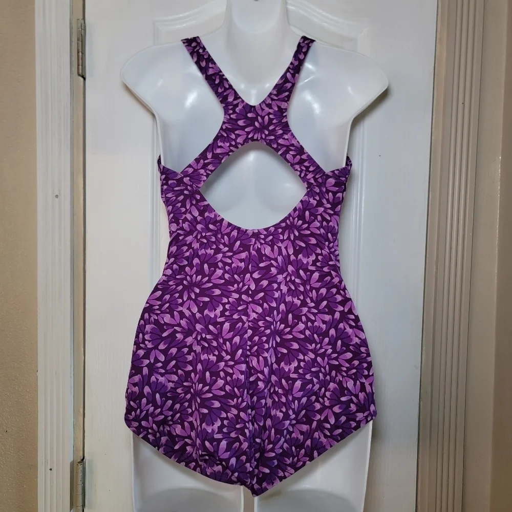 Dolfin Purple Leaf Print Women's One Piece Swimsuit